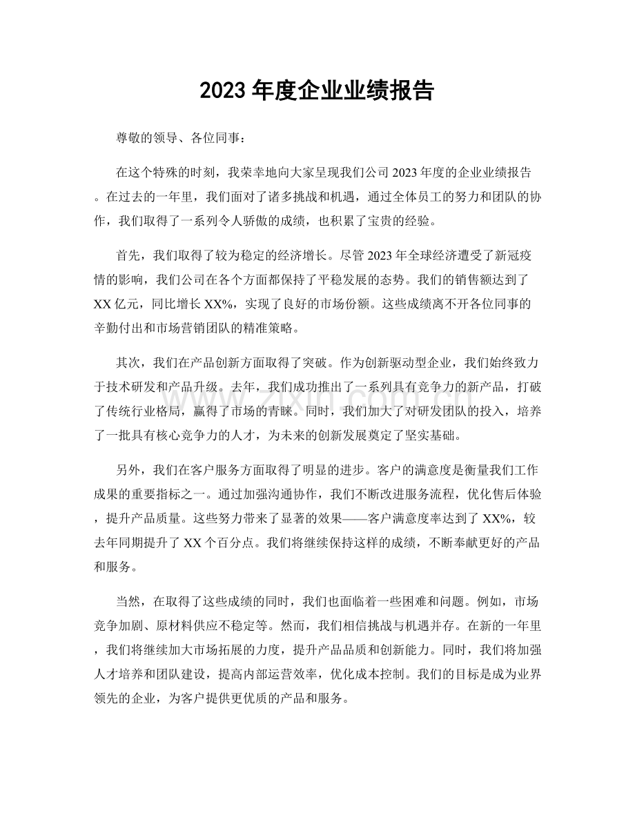 2023年度企业业绩报告.docx_第1页