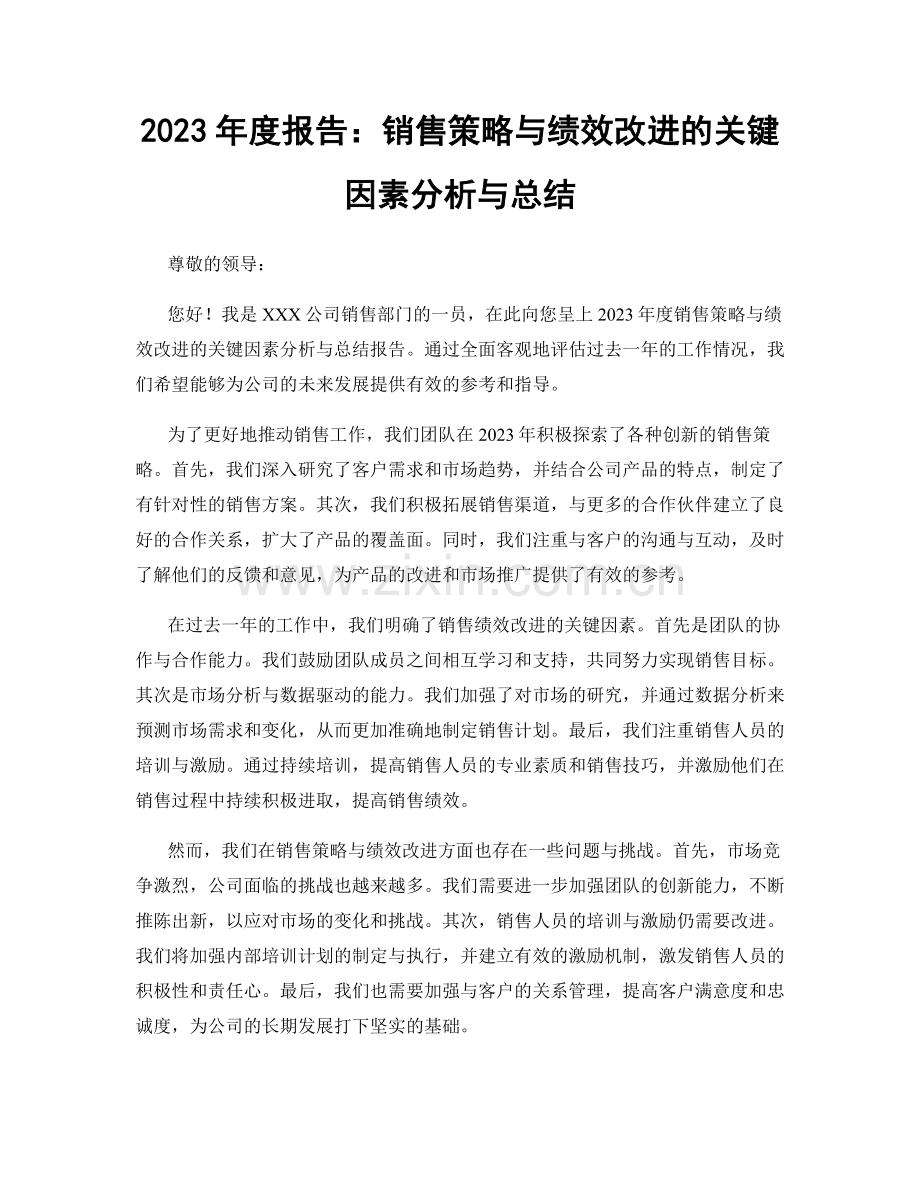 2023年度报告：销售策略与绩效改进的关键因素分析与总结.docx_第1页