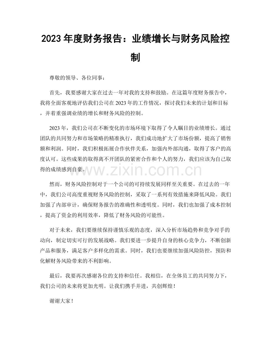 2023年度财务报告：业绩增长与财务风险控制.docx_第1页