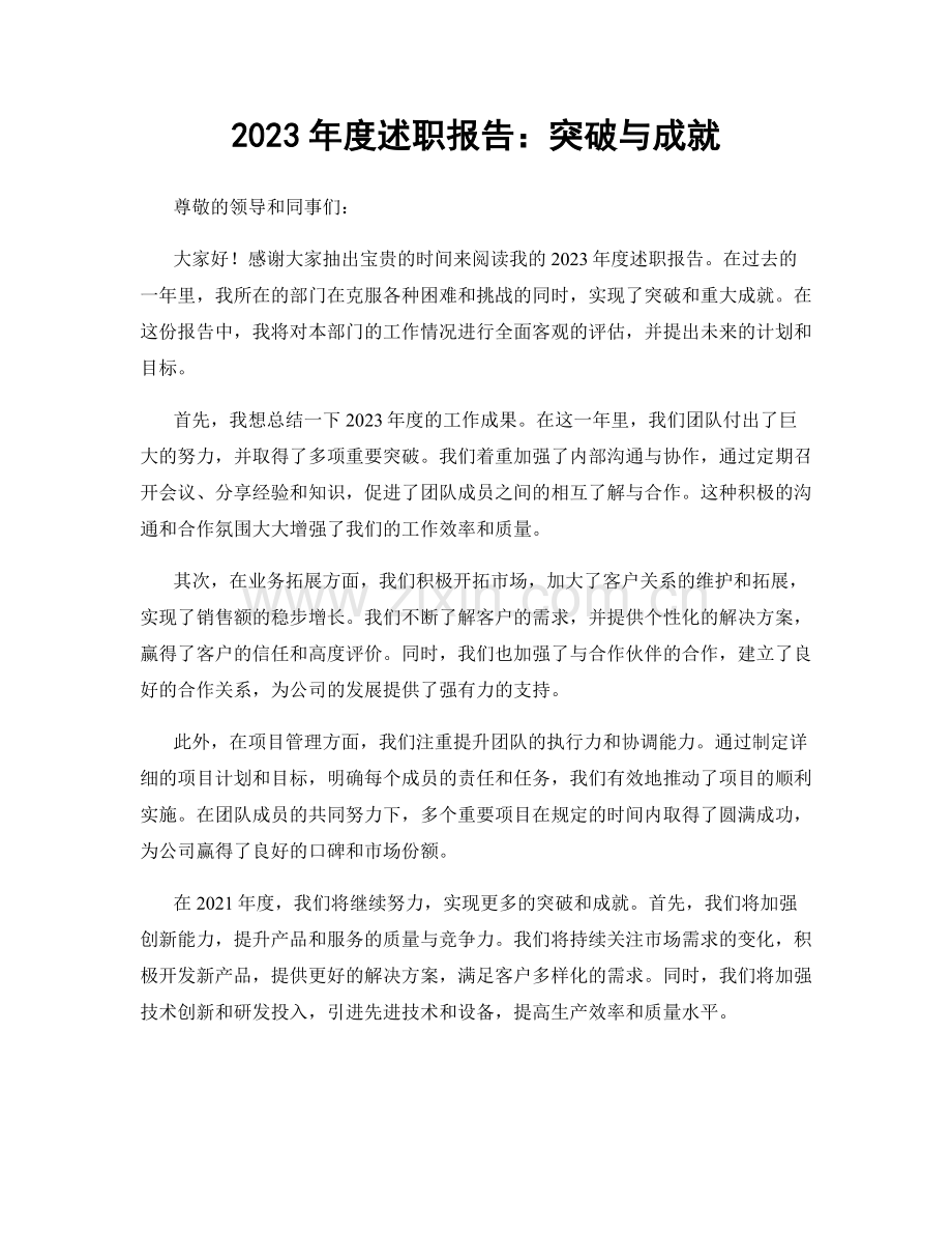 2023年度述职报告：突破与成就.docx_第1页