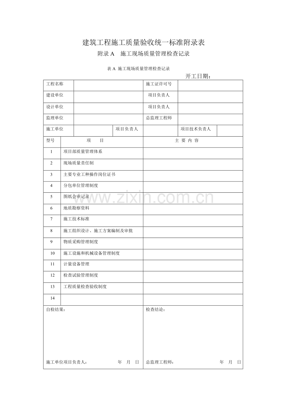 建筑工程施工质量验收统一标准附录表.doc_第1页