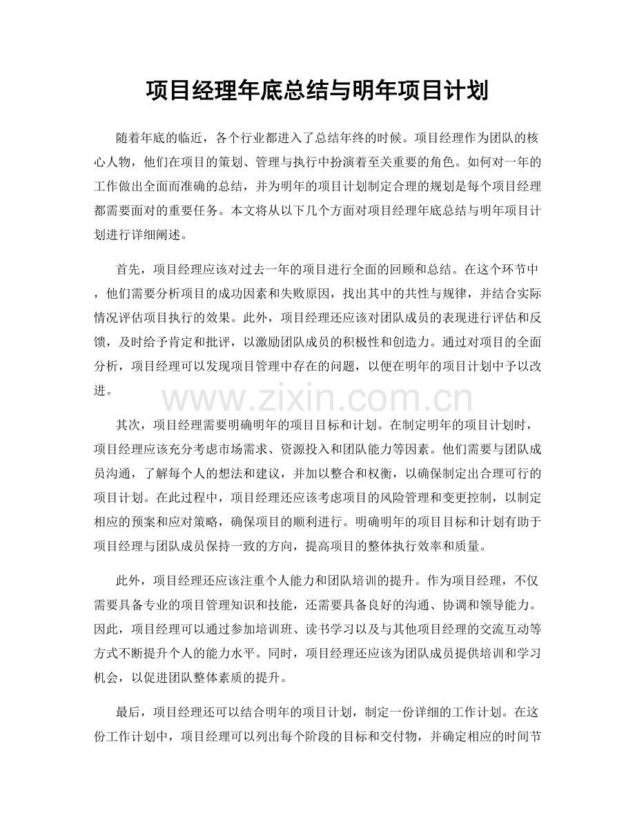 项目经理年底总结与明年项目计划.docx_第1页