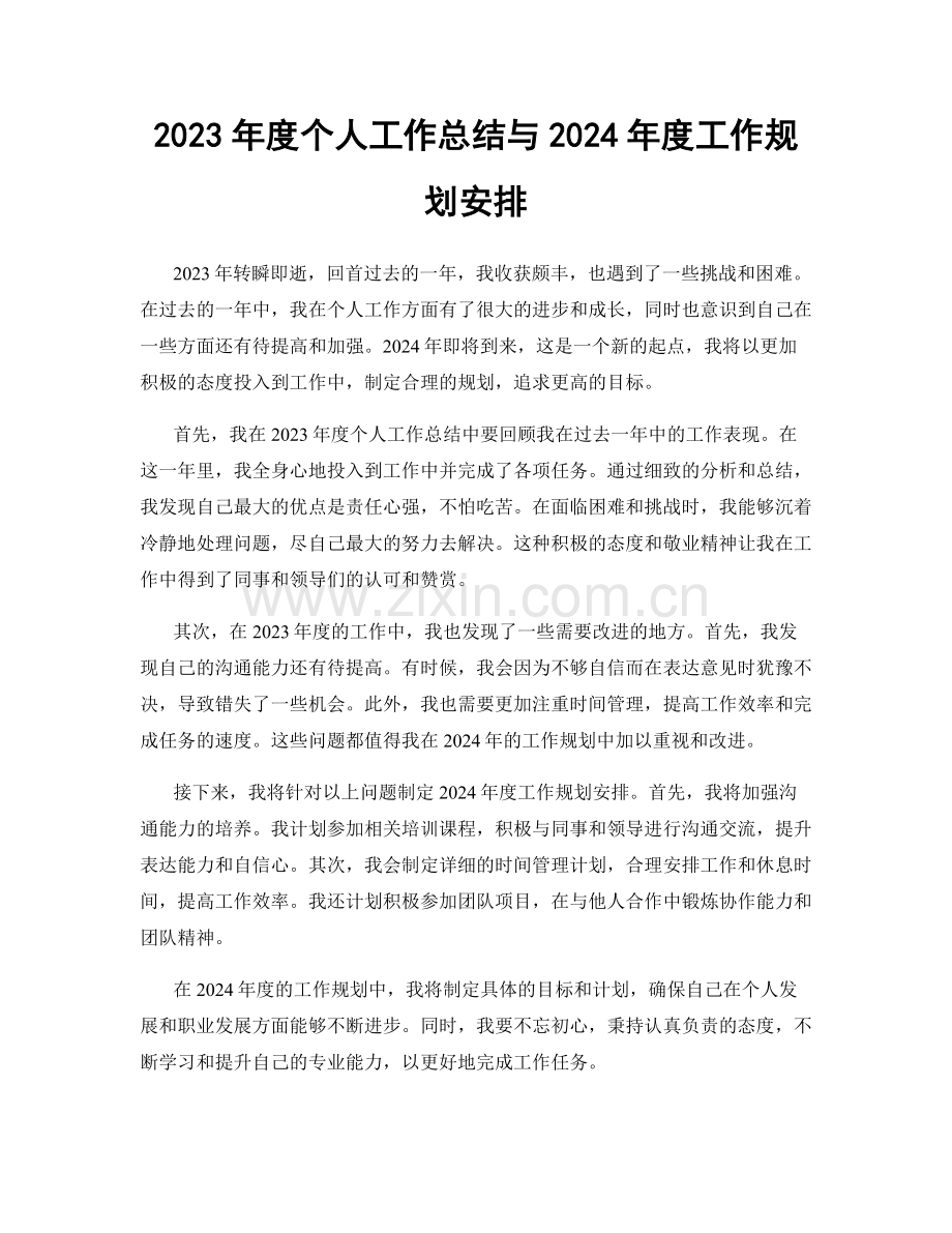 2023年度个人工作总结与2024年度工作规划安排.docx_第1页