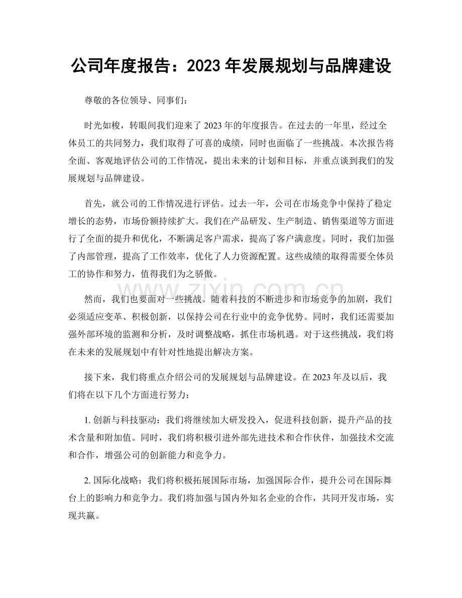 公司年度报告：2023年发展规划与品牌建设.docx_第1页