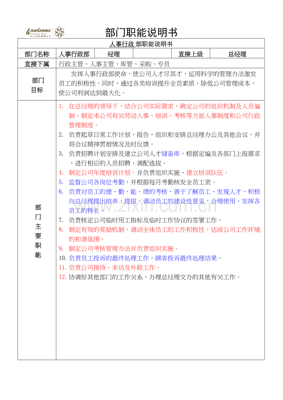 人事行政部岗位职责审定1教学教材.doc_第2页