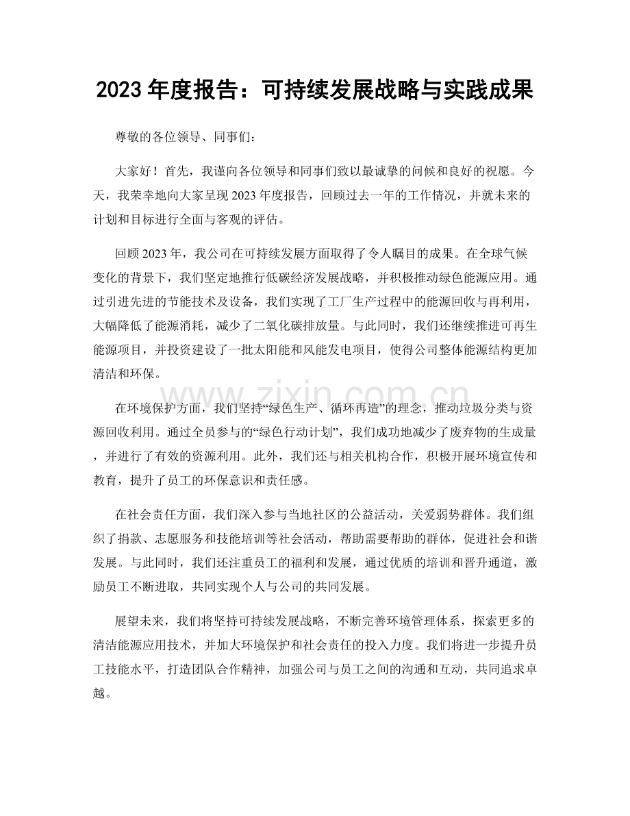 2023年度报告：可持续发展战略与实践成果.docx_第1页