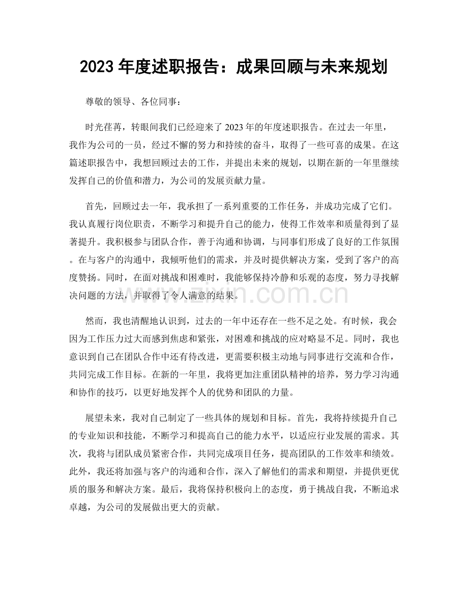 2023年度述职报告：成果回顾与未来规划.docx_第1页