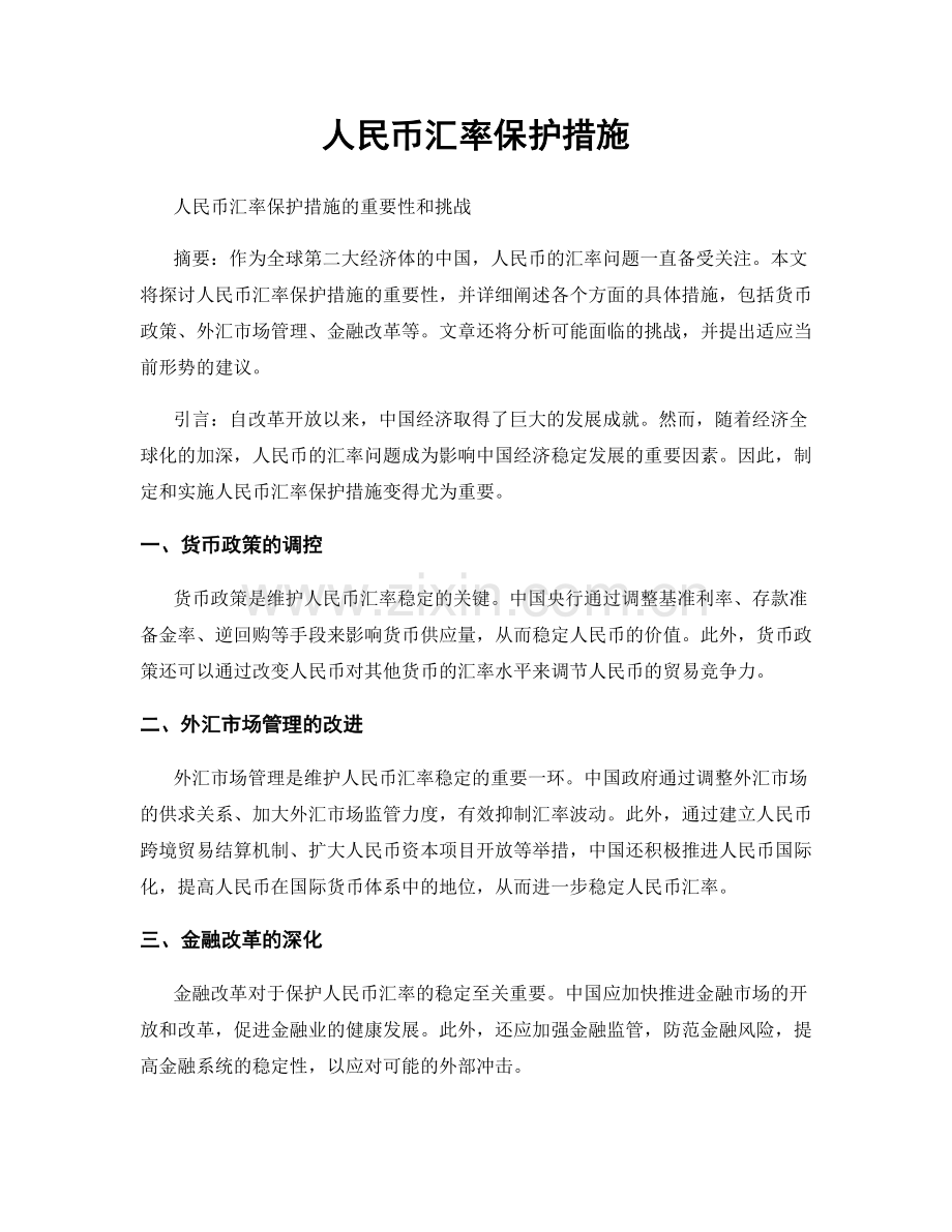 人民币汇率保护措施.docx_第1页