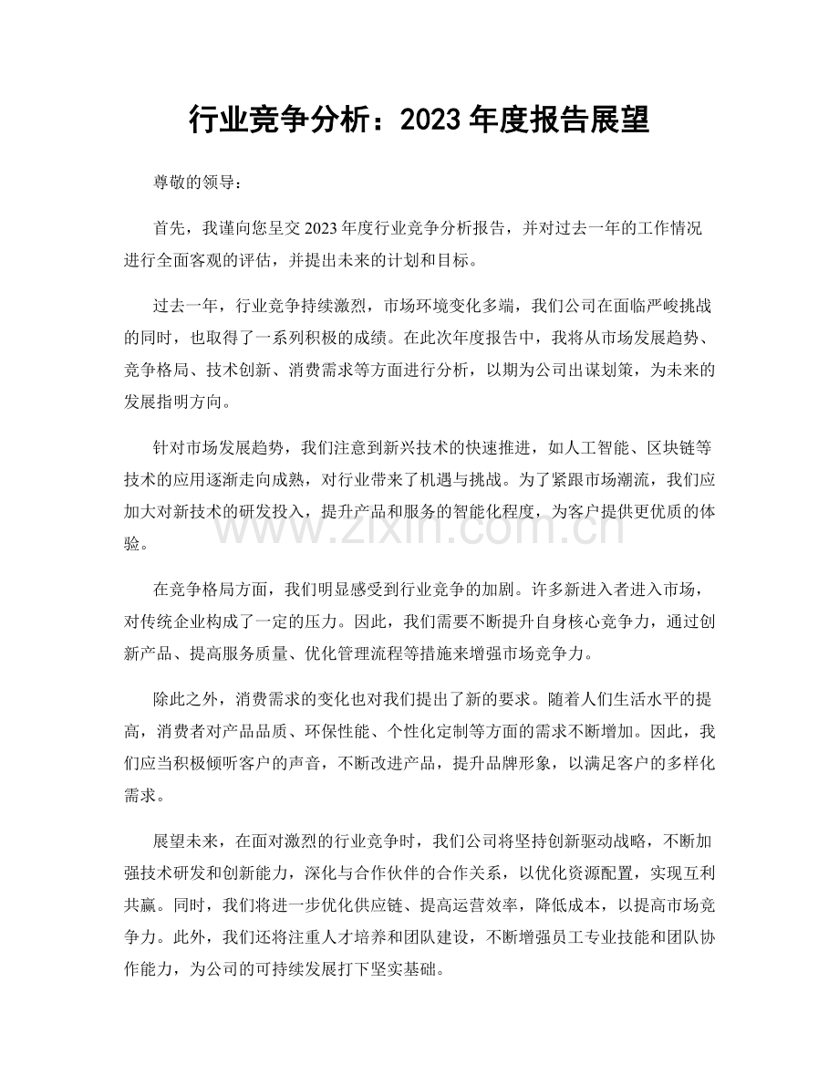 行业竞争分析：2023年度报告展望.docx_第1页