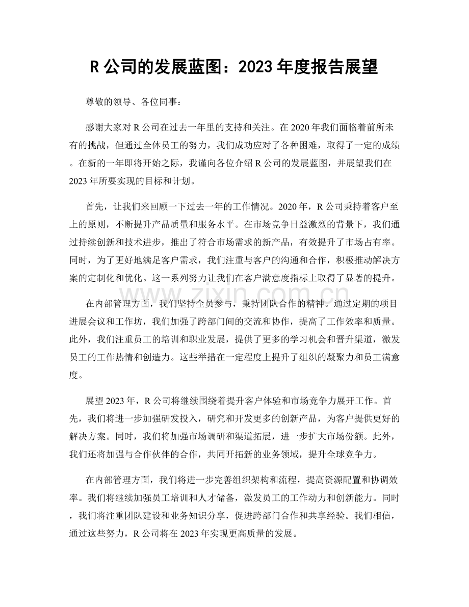 R公司的发展蓝图：2023年度报告展望.docx_第1页