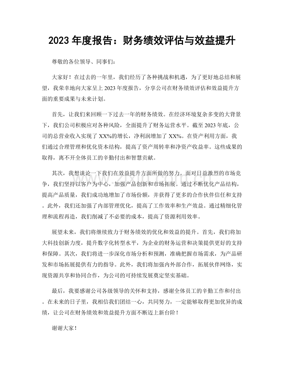 2023年度报告：财务绩效评估与效益提升.docx_第1页