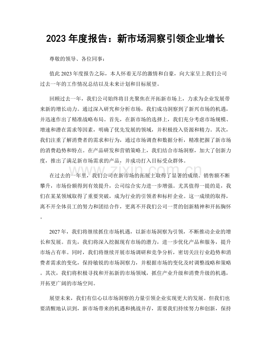 2023年度报告：新市场洞察引领企业增长.docx_第1页