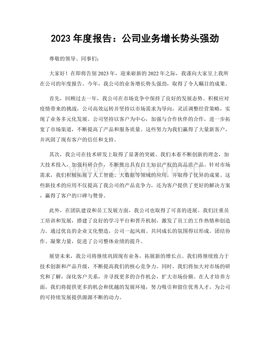 2023年度报告：公司业务增长势头强劲.docx_第1页