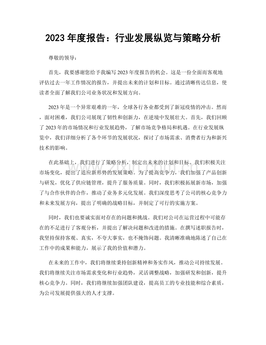 2023年度报告：行业发展纵览与策略分析.docx_第1页