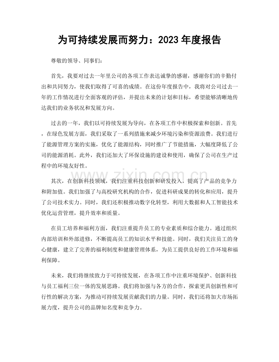 为可持续发展而努力：2023年度报告.docx_第1页