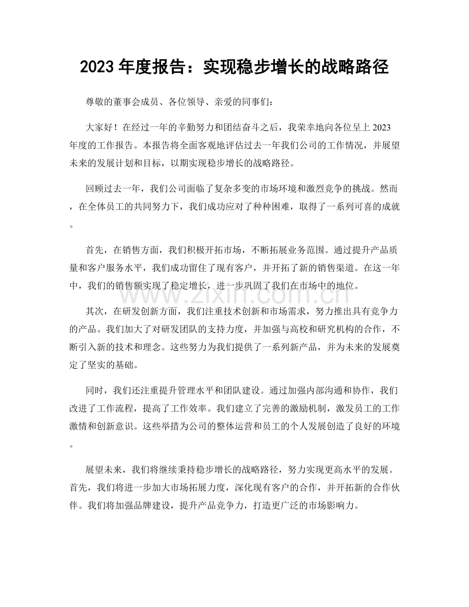 2023年度报告：实现稳步增长的战略路径.docx_第1页