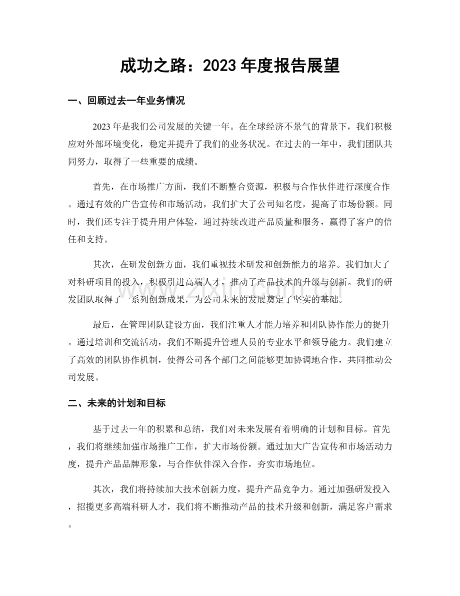 成功之路：2023年度报告展望.docx_第1页