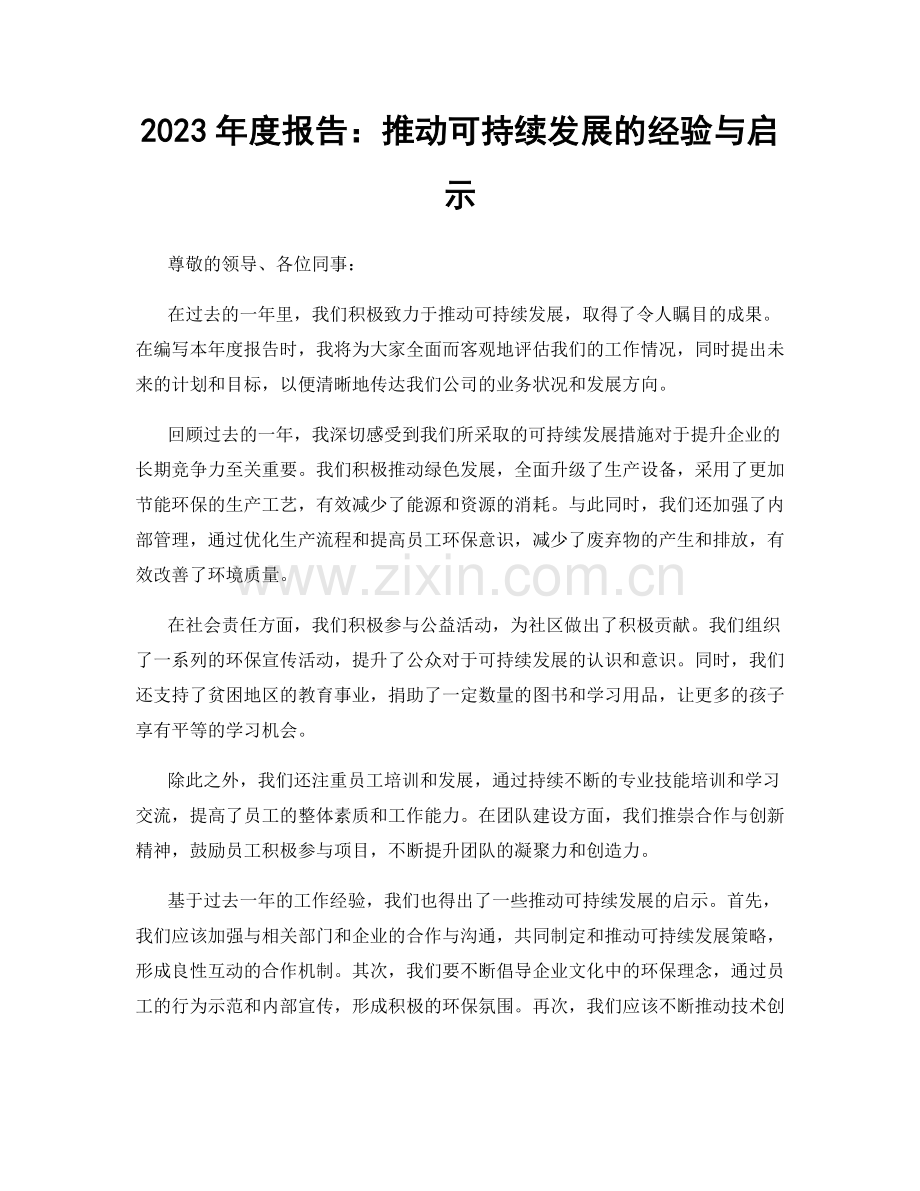 2023年度报告：推动可持续发展的经验与启示.docx_第1页