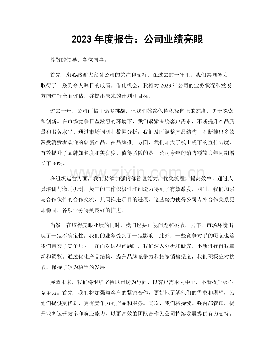 2023年度报告：公司业绩亮眼.docx_第1页