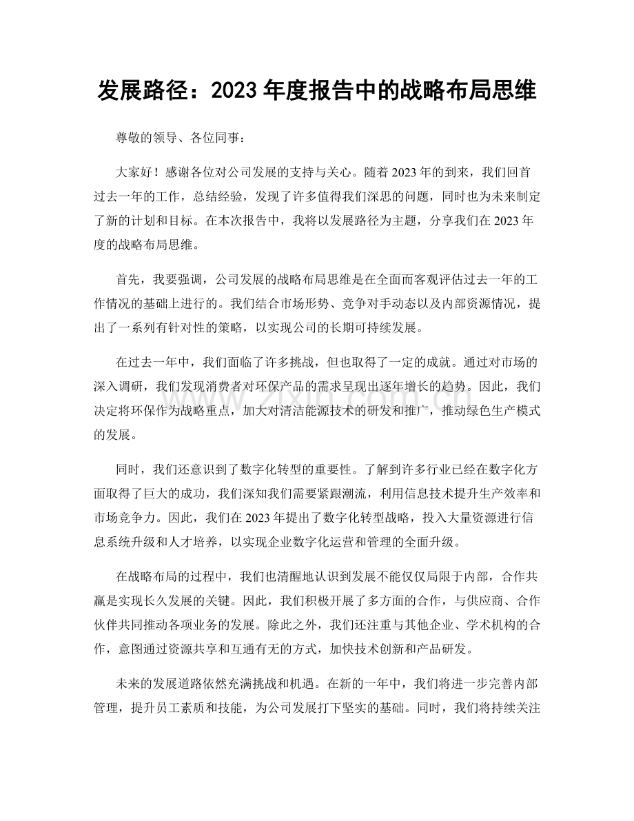 发展路径：2023年度报告中的战略布局思维.docx_第1页