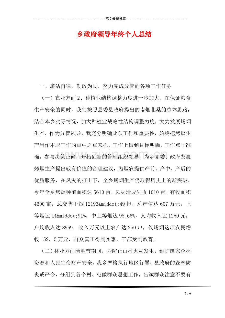 乡政府领导年终个人总结.doc_第1页