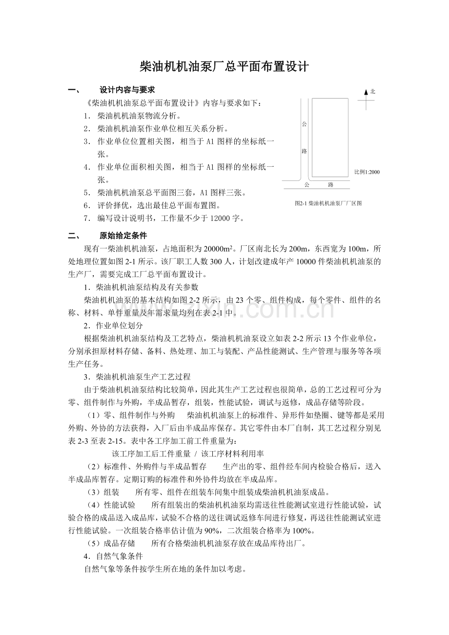 柴油机机油泵厂总平面布置设计精选.docx_第1页