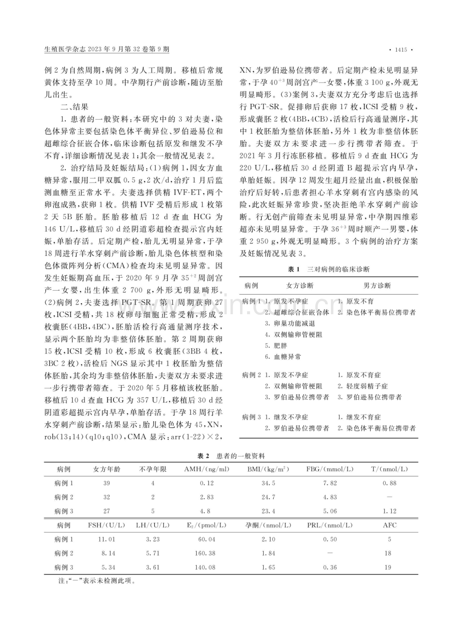 辅助生殖助孕中夫妻双方染色体均为异常时的治疗策略探讨.pdf_第2页