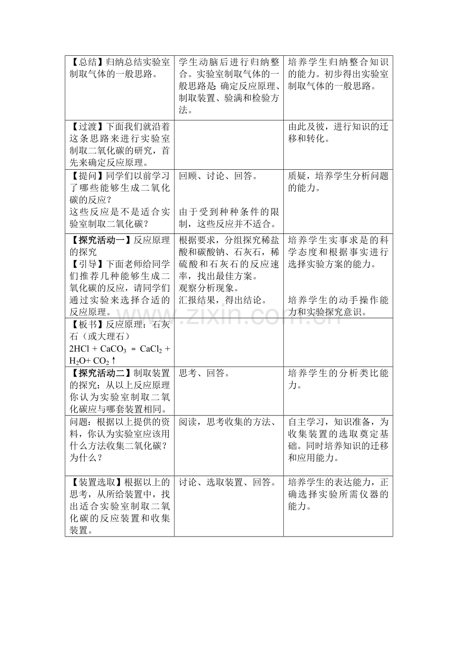 二氧化碳制取的研究教案及学案.doc_第3页