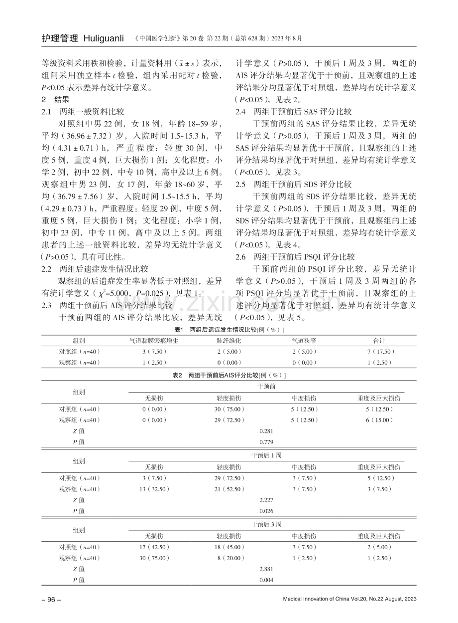 分级气道护理在成批烟雾吸入性损伤患者中的应用效果及对情绪、睡眠状态的影响.pdf_第3页