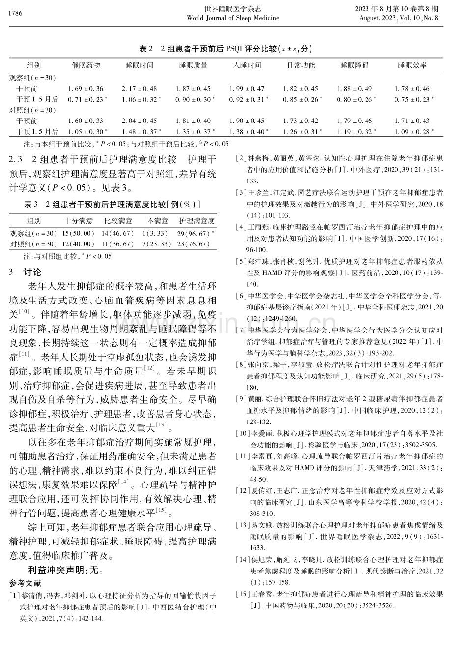 分析老年患者抑郁症的心理疏导以及精神护理效果及对睡眠质量的影响.pdf_第3页