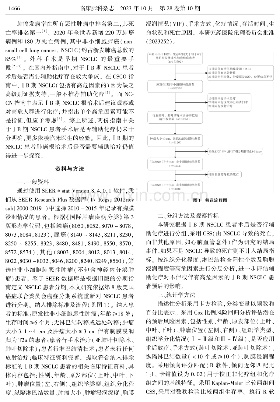 辅助化疗对ⅠB期非小细胞肺癌患者预后的影响.pdf_第2页