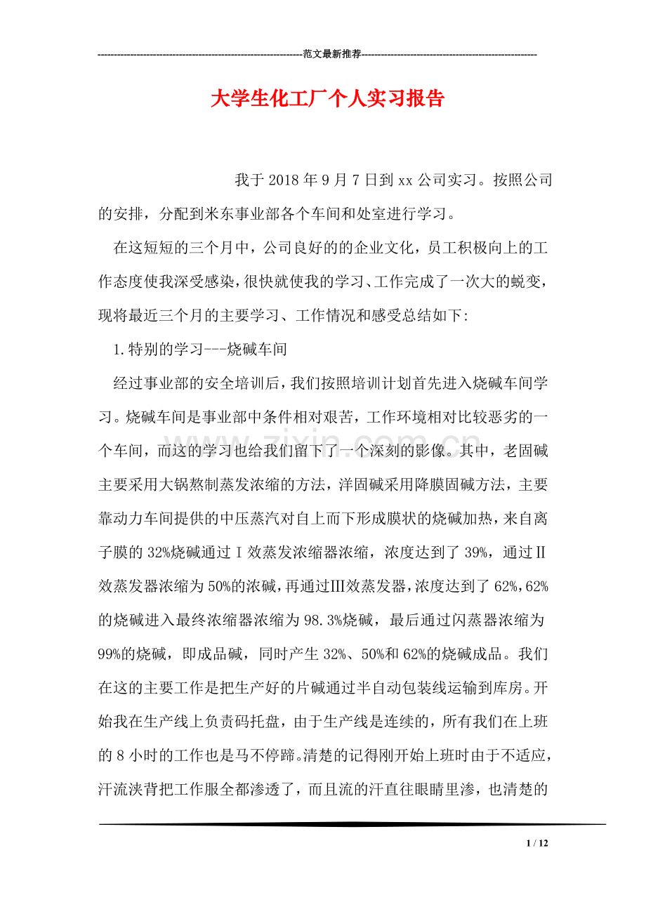 大学生化工厂个人实习报告.doc_第1页