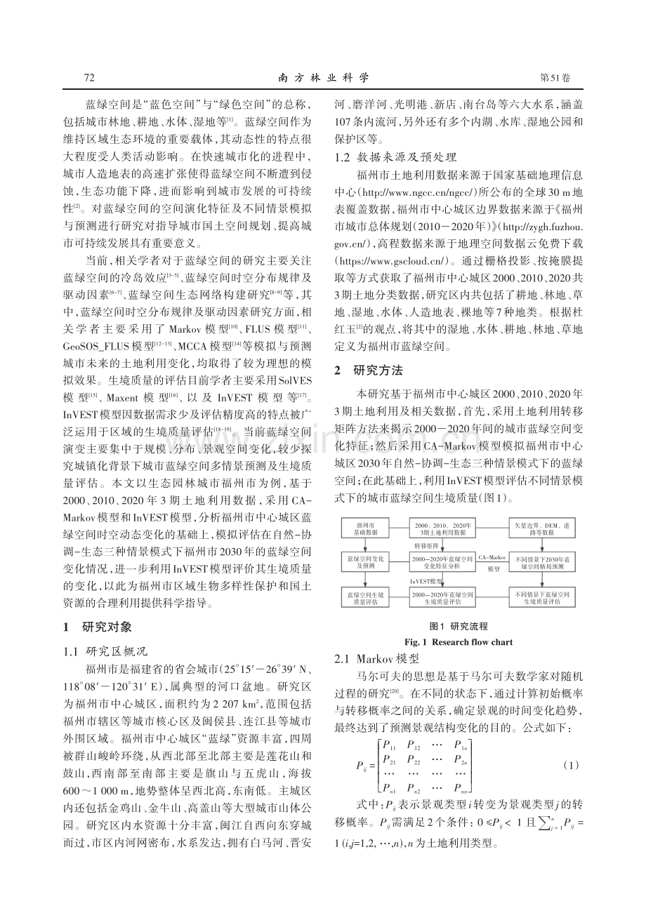 福州市蓝绿空间格局演化及预测研究 (1).pdf_第2页