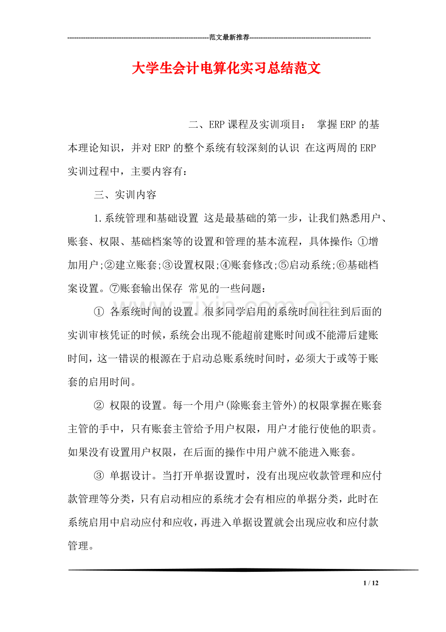 大学生会计电算化实习总结范文.doc_第1页