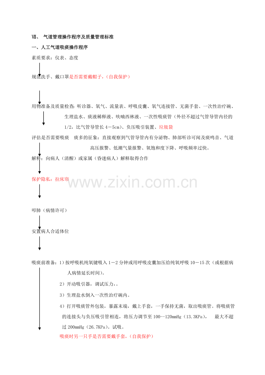 人工气道吸痰和经口腔或鼻腔吸痰操作程序.doc_第1页