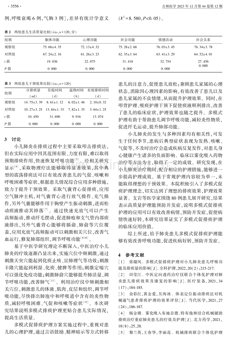 肺炎患儿应用多模式促排痰对呼吸功能及并发症的影响.pdf_第3页