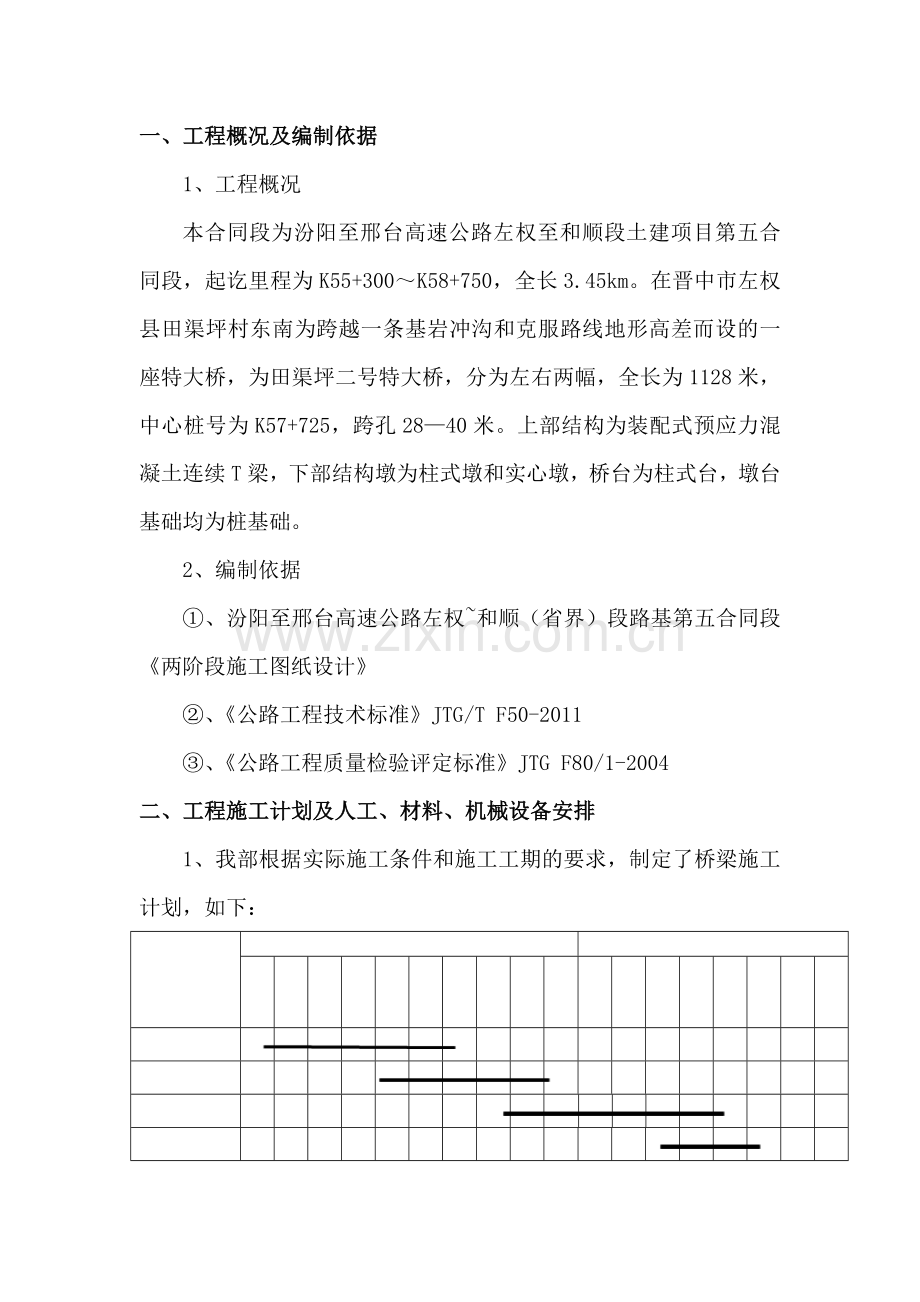 和榆高速公路二期LJ5合同段田渠坪2号桥专项施工方案.docx_第1页