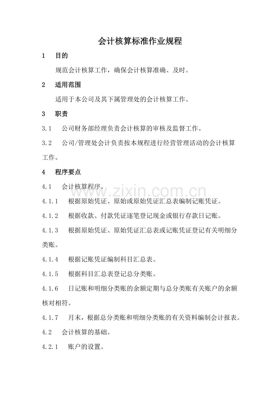 会计核算标准作业规程.docx_第1页