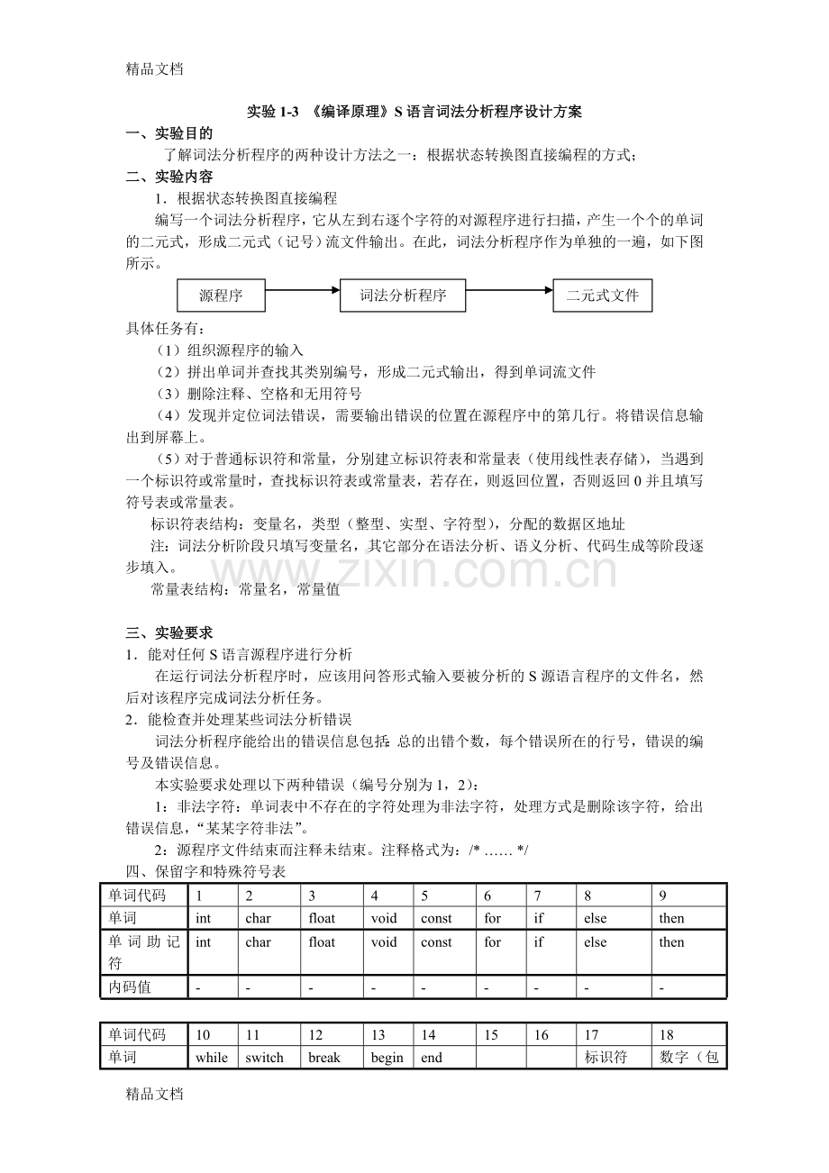 实验1-3-《编译原理》词法分析程序设计方案教学内容.doc_第1页