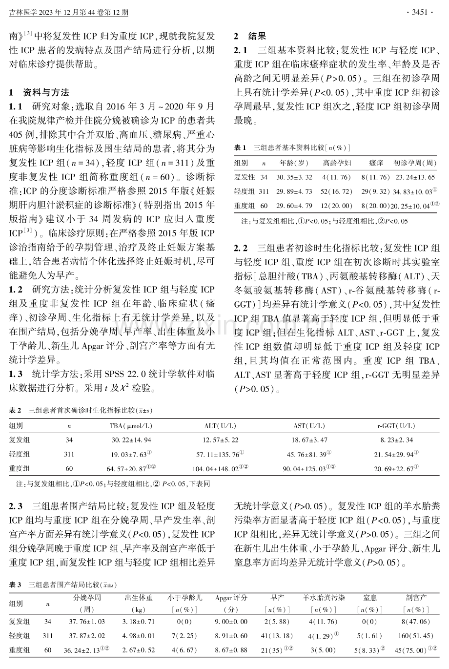 复发性妊娠期肝内胆汁淤积症患者的发病特点及围产结局.pdf_第2页