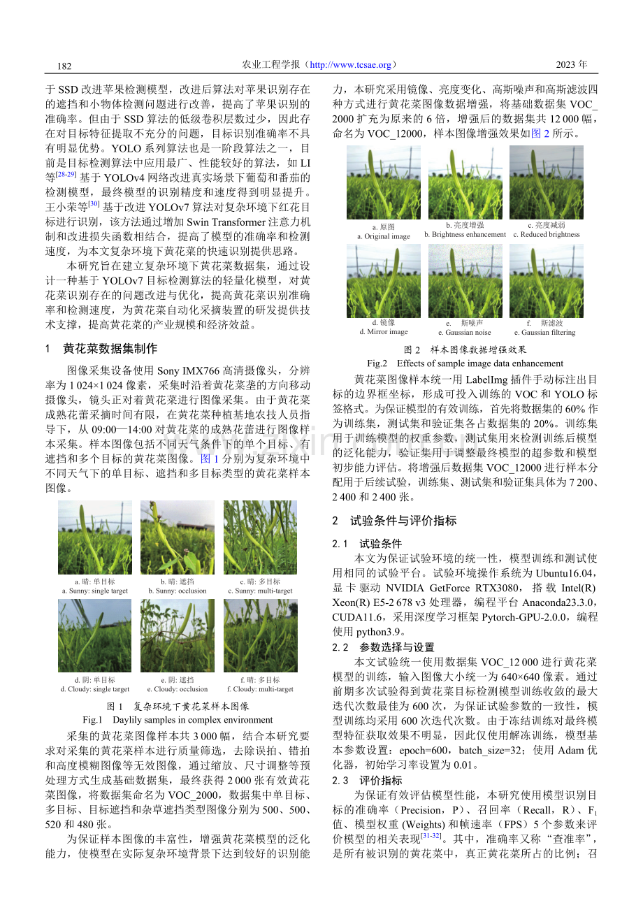 复杂环境下黄花菜识别的YOLOv7-MOCA模型.pdf_第2页