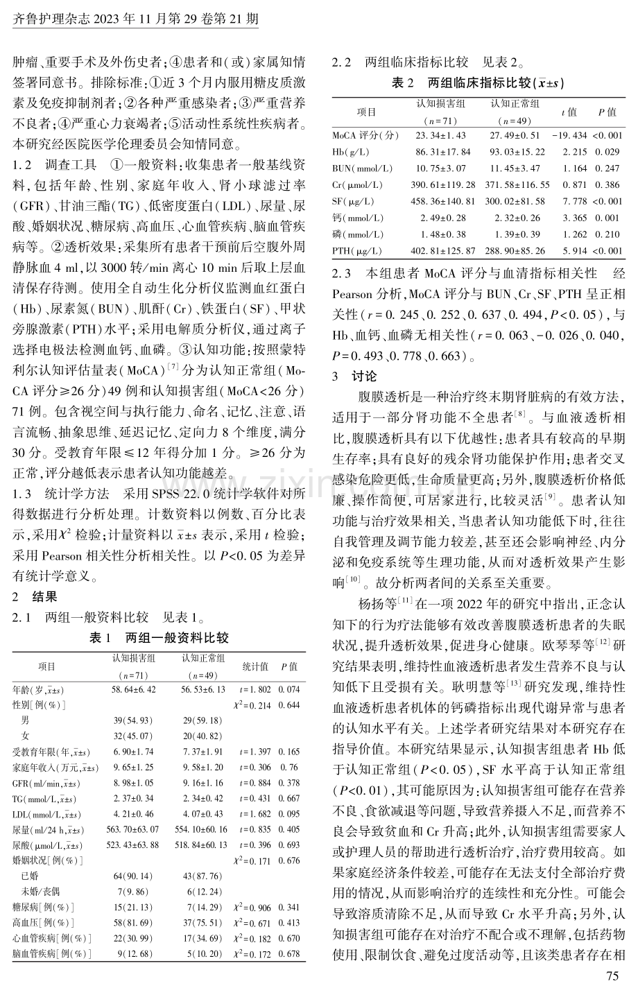 腹膜透析患者透析效果与认知功能之间的关联性分析.pdf_第2页