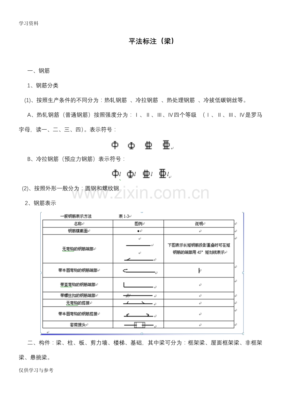 工程识图之平法标注(梁)资料.doc_第1页