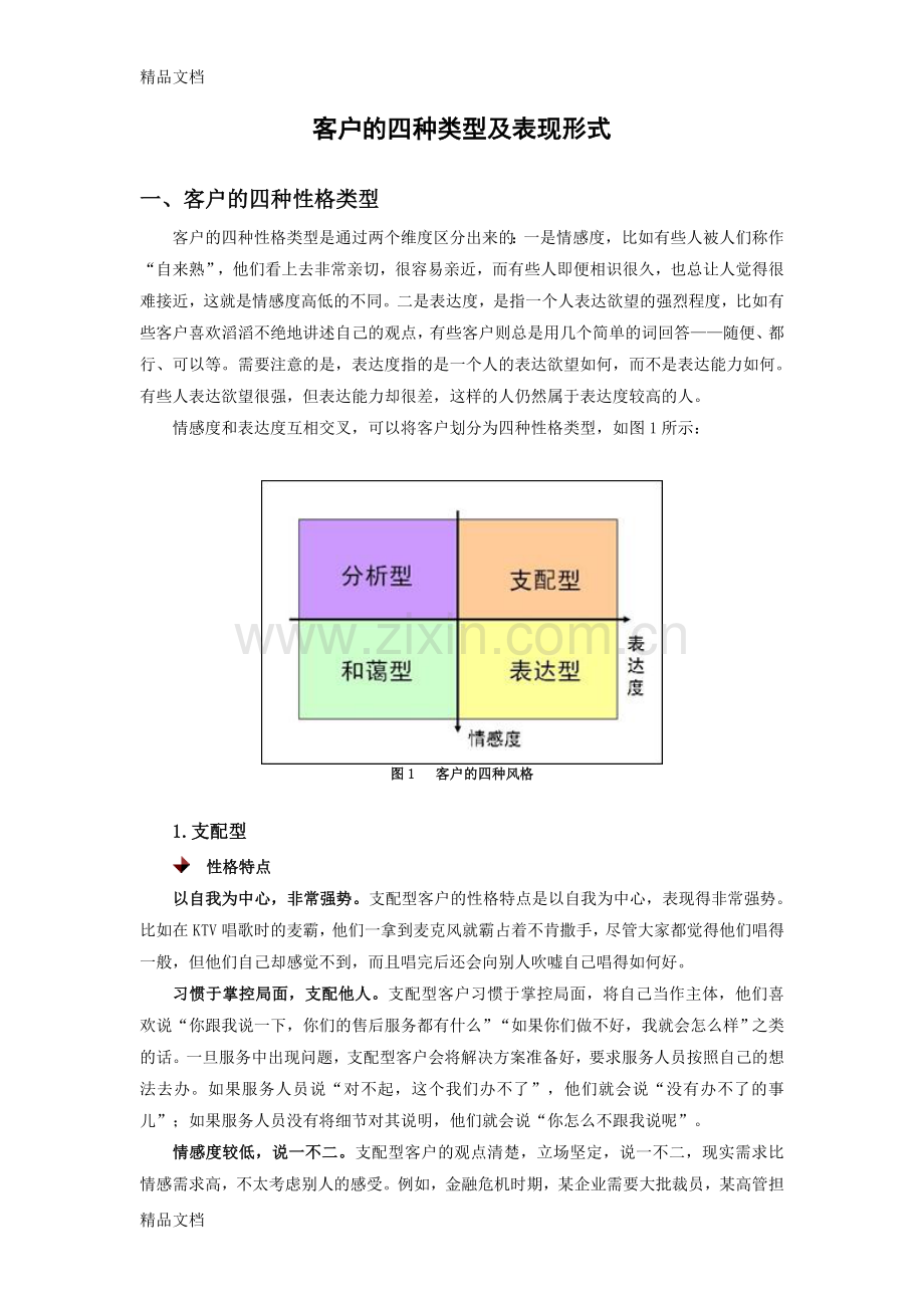 客户的四种类型及表现形式讲课讲稿.doc_第1页