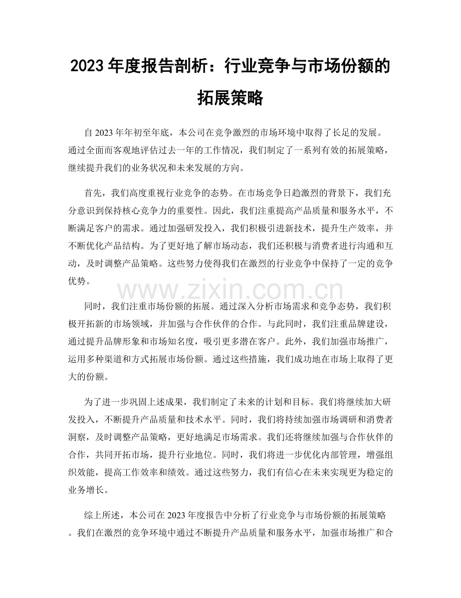 2023年度报告剖析：行业竞争与市场份额的拓展策略.docx_第1页