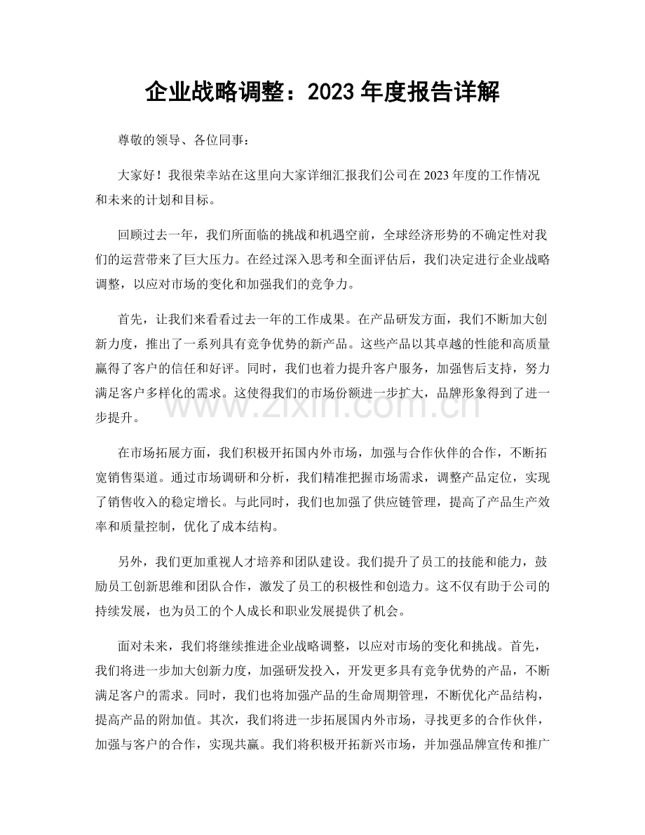 企业战略调整：2023年度报告详解.docx_第1页