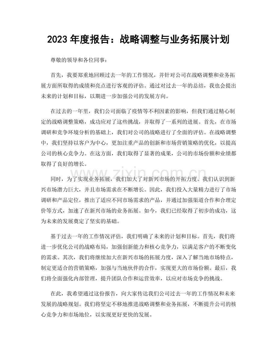 2023年度报告：战略调整与业务拓展计划.docx_第1页