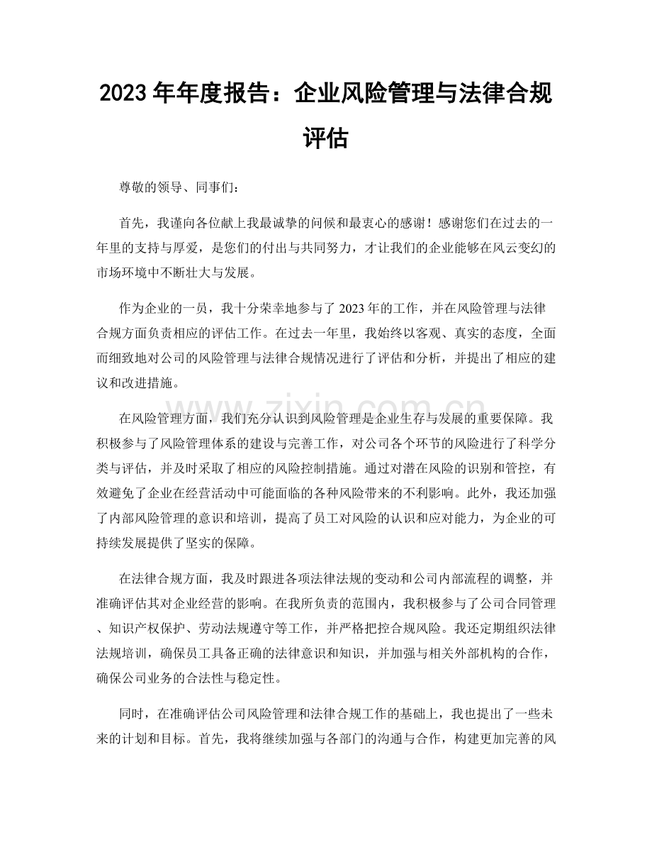 2023年年度报告：企业风险管理与法律合规评估.docx_第1页