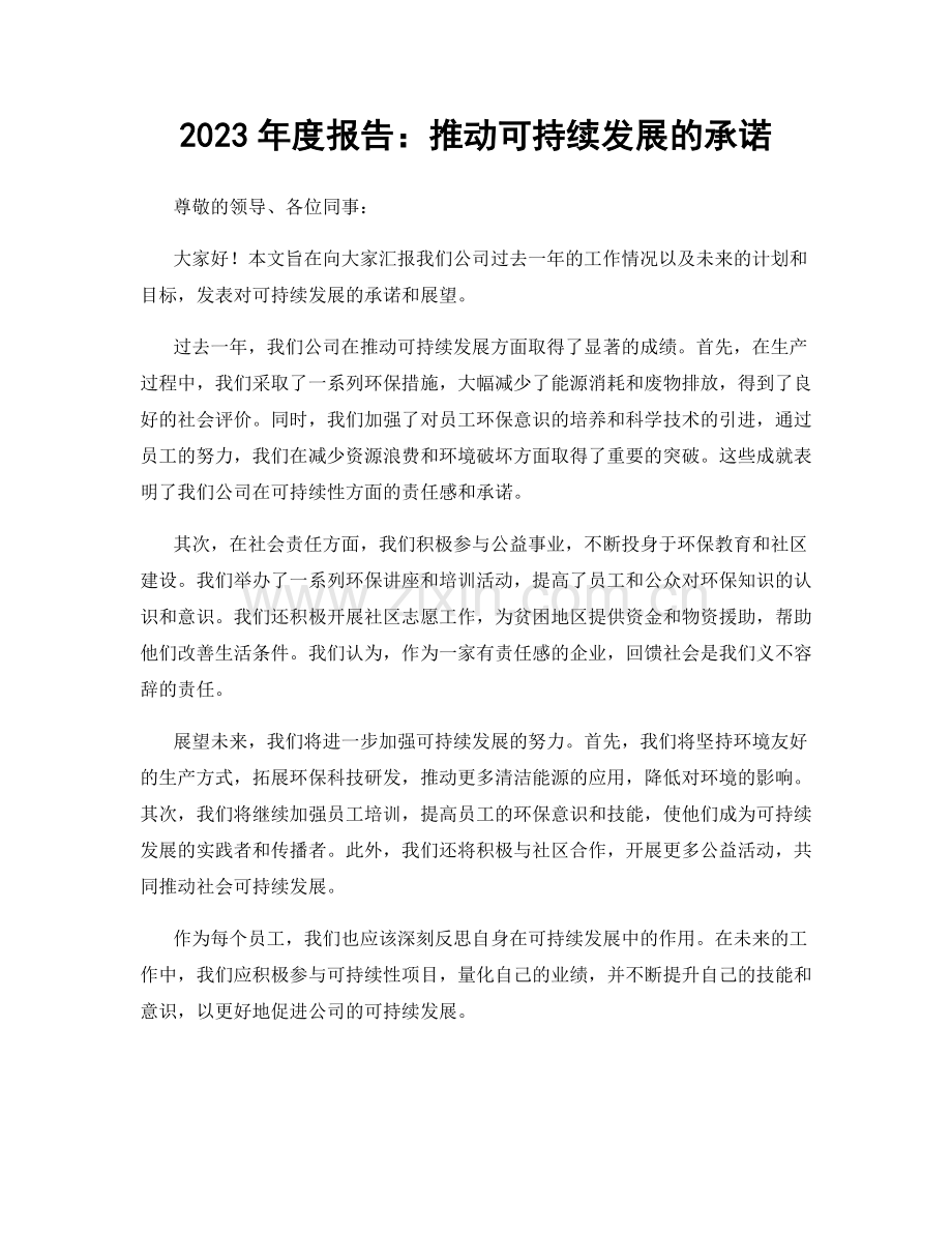 2023年度报告：推动可持续发展的承诺.docx_第1页