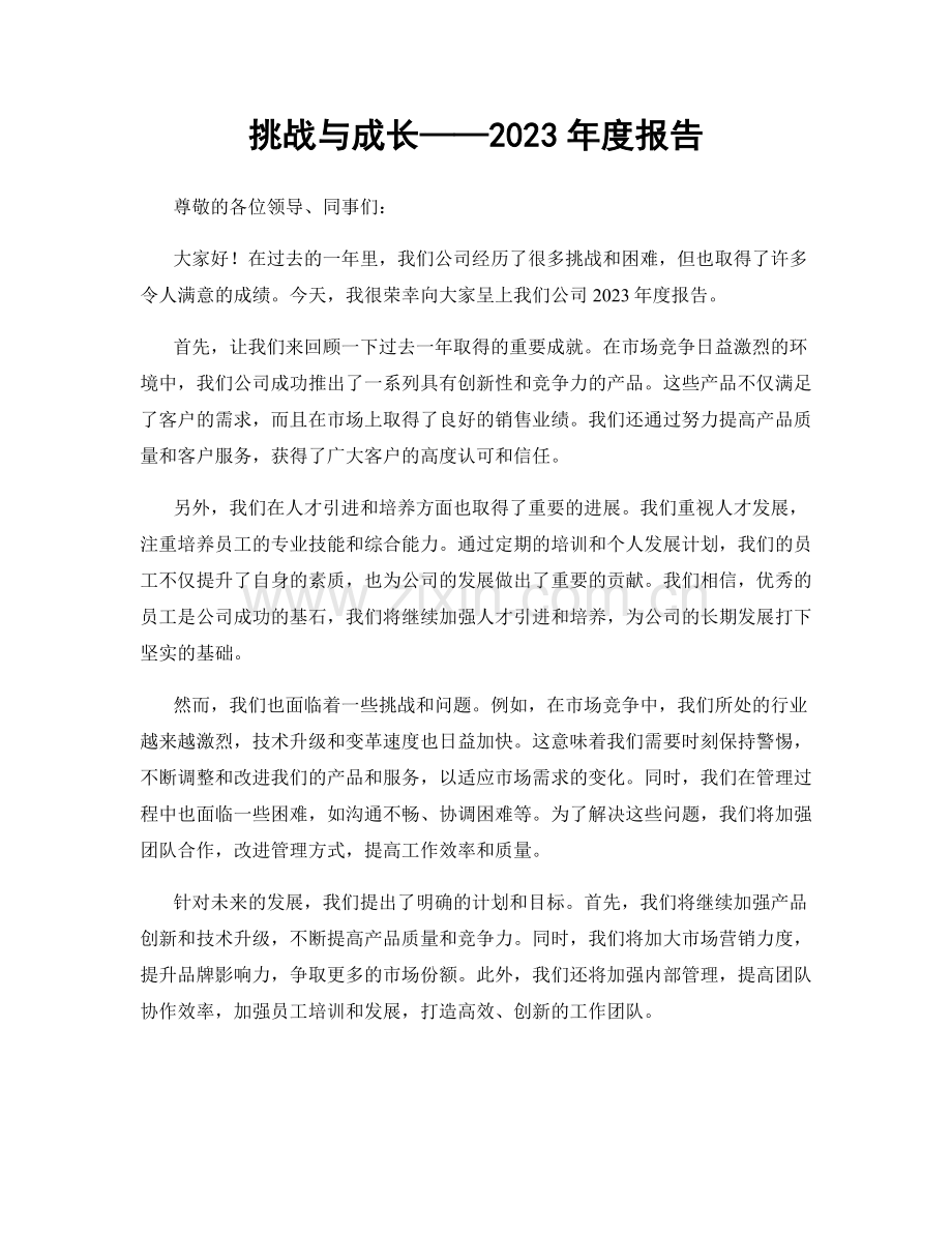 挑战与成长——2023年度报告.docx_第1页